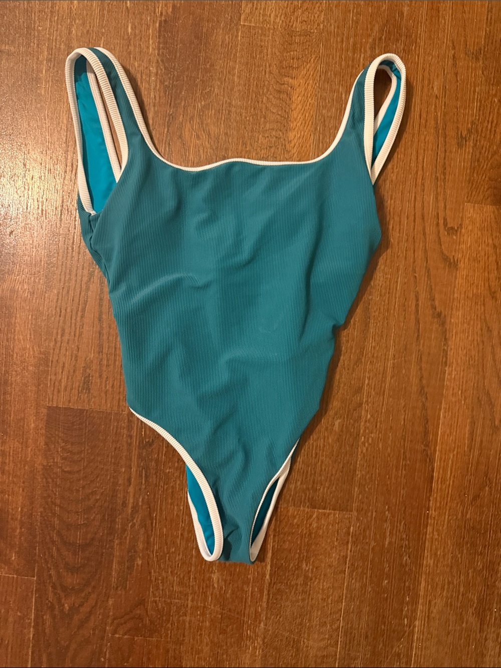 LainSnow Teal One-Piece Swimsuit with White Trim
